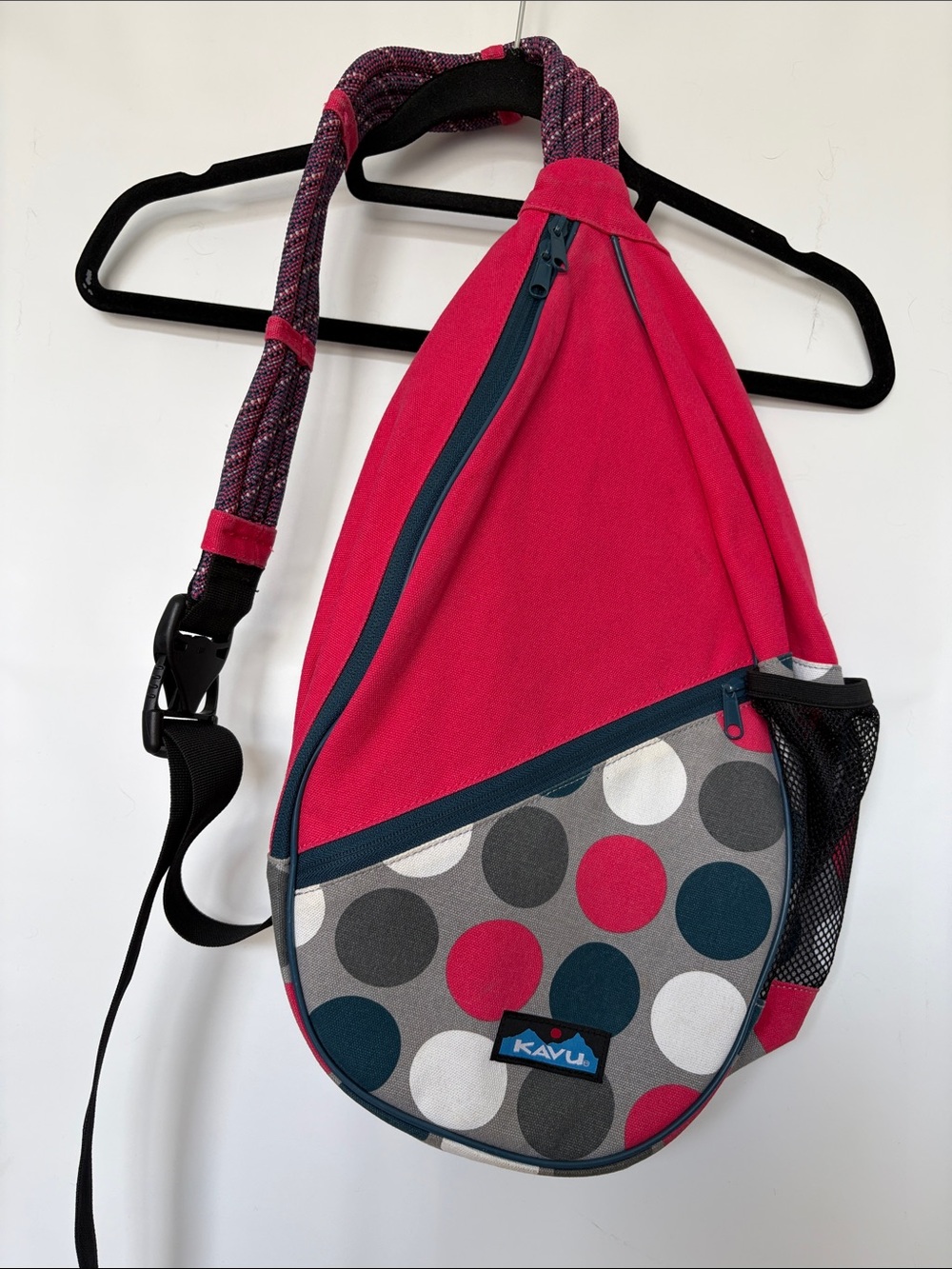 Kavu Hot Pink Sling Pack with Polka Dot Pocket